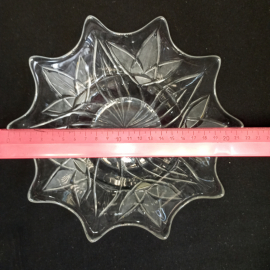 Ваза салатник стеклянная, под хрусталь, "Медуза", диаметр 22 см, СССР  . Картинка 5